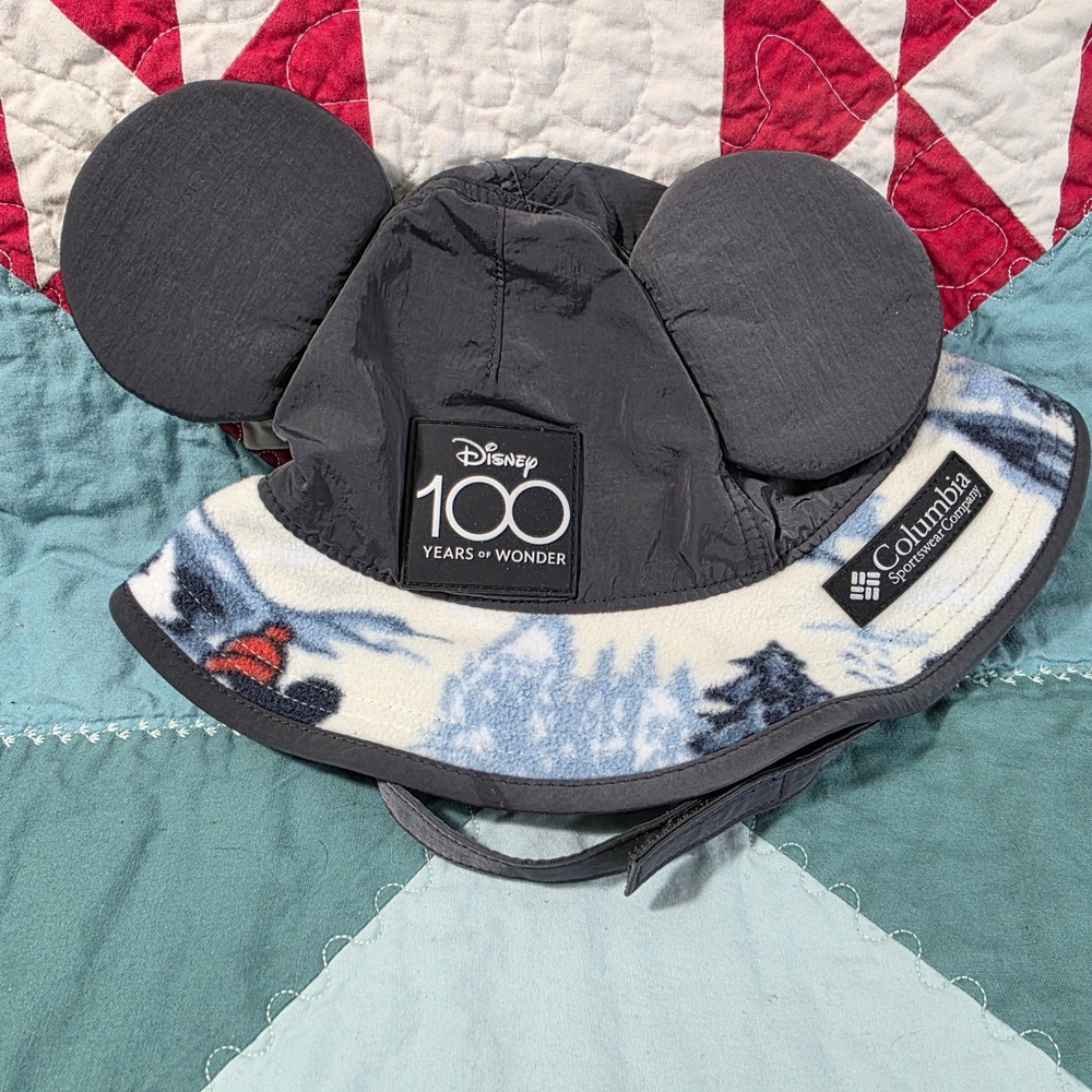 Columbia Disney Bucket Hat Kids Toddler O/S Black Excellent Mickey Ears Fleece